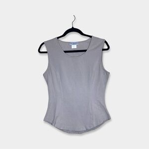 IVAN GRUNDAHL Blouse Size XL Khaki Tan Color Sleeveless Stretchy GUC